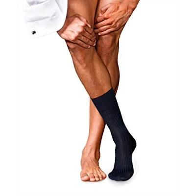 Image of FALKE Men&#039;s No. 7 M SO Wool Plain 1 Pair Socks, Blue (Dark Navy 6370), 10 11