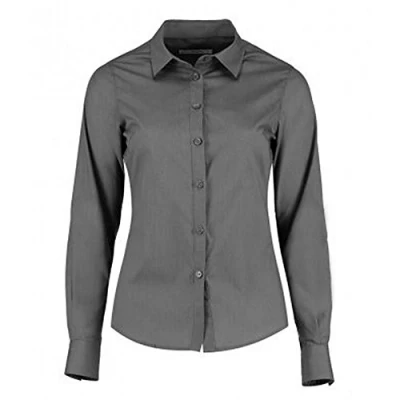 Image of Kustom Kit Womens/Ladies Long Sleeve Tailored Poplin Shirt (10) (Graphite)
