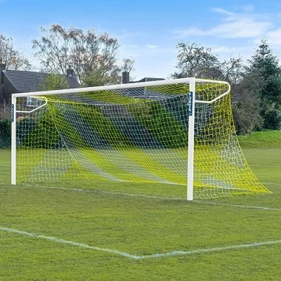 Image of FORZA 24ft x 8ft Full Size Striped Football Goal Net Replacement Nets [SINGLE] (Yellow/White)