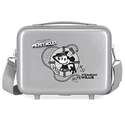 Image of Disney 100 Mickey Steamboad Adaptable Toiletry Bag Grey 29 x 21 15 cm Rigid ABS 9.14 L 0.65 kg, grey, One Size,