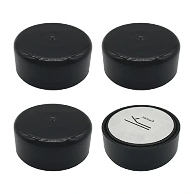 Image of SKIR&#039;CO (Pack of 4 pcs Height Adjustable Plastic Furniture Legs, Round Ø 55 mm, Self Adhesive Feet, With Stickers (4, Glossy Black)