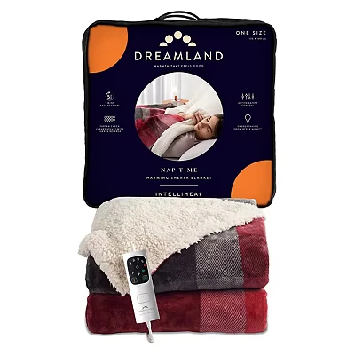 Image of Dreamland Nap Time Warming Sherpa Overblanket Tartan Check