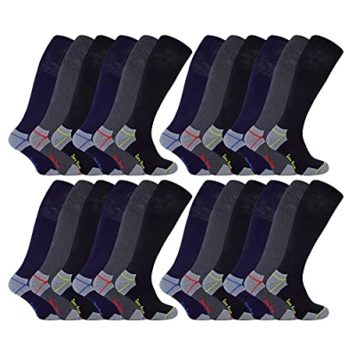 Image of Sock Snob Mens Long Knee High Work Socks 3 6 12 Pair Pack Options Heavy Duty Reinforced Heel for Steel Toe Boots (6 11, 24 Pairs)