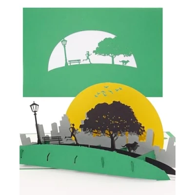 Image of Pop Up Card &quot;Jogging Fitness in the Park&quot; 3D Birthday &amp; Greeting Women Running, Jogger, Marathon Outdoor Sports as a Small Gift Voucher