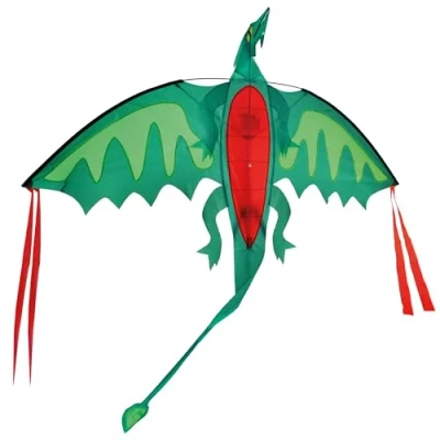 Image of BROOKITE from Peterkin Chinese Dragon Kite Green and Red themed 140cm x 158cm Spinnaker Nylon with 1 handle Kites Outdoor Toys Sport &amp; Leisure Ages 3+