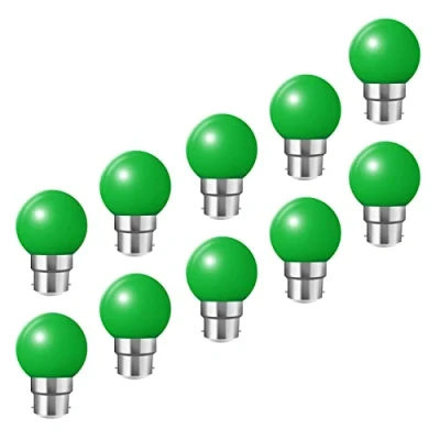 Image of B22 Bayonet Light Bulbs Pack of 10 2W LED Coloured Bulb Mini Globe Golfball for Outdoor Patio Garden Party Christmas(Green)