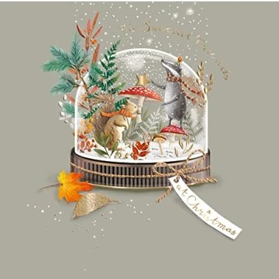 Image of Ling Design Special Friends Snow Globe Curious Inksmith Christmas Card Xmas Greeting Cards X14551IJ