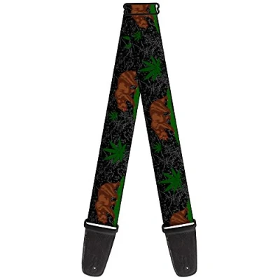 Image of Buckle Down GS W32970 &quot;Cali Bear/Pot Leaf Black/Gray/Green&quot; Guitar Strap
