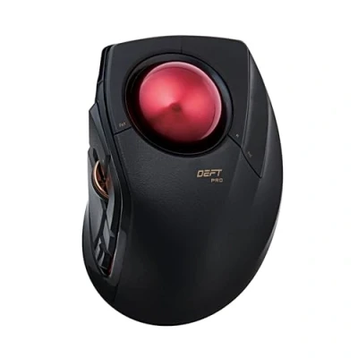 Image of ELECOM DEFT PRO Trackball Mouse, Wired, Wireless, Bluetooth 3 Types Connection, Ergonomic Design, 8 Button Function, Red Ball, Windows11, MacOS (M DPT1MRXBK)