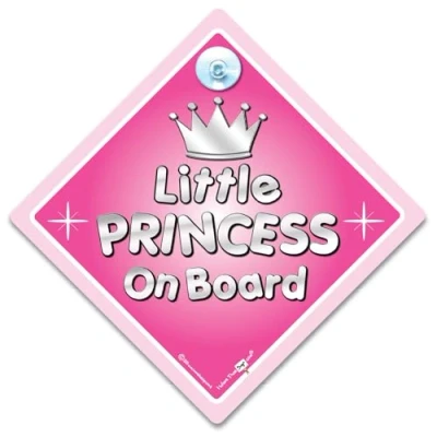 Image of Little Princess On Board Sign, Grandchild Baby Car Sign 14 cm x 14cm