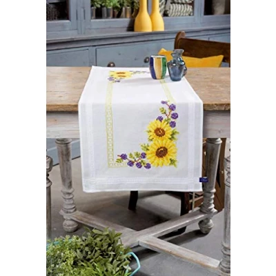 Image of Vervaco Embroidery: Runner: Sunflowers, 100% Cotton, Multi Colour, 40 x 2 20 cm