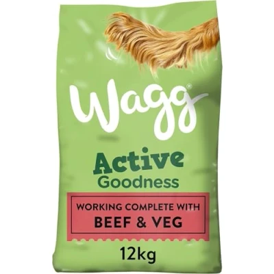 Image of Wagg Active Goodness Complete Dry Adult Dog Food Beef &amp; Veg 12kg For All Working Breeds