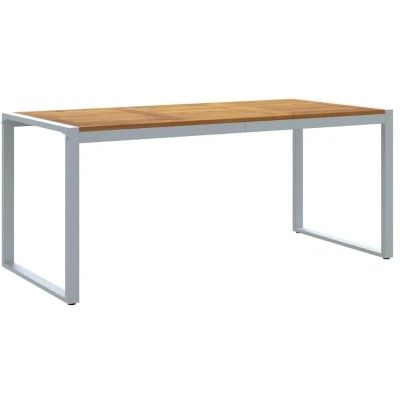 Image of vidaXL Outdoor Dining Table Grey 180x90x75 cm Steel&amp;Solid Wood Acacia