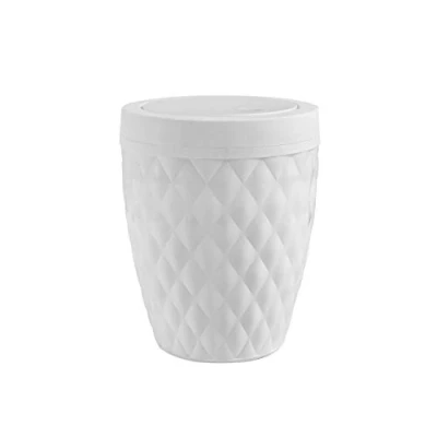 Image of Addis 518030 Diamond Style Round Swing Lid Bathroom Bin, White