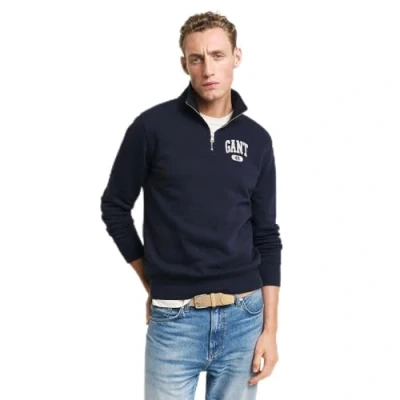 Image of GANT Seasonal Graphic Halfzip Sweatshirt, Men&#039;s, Size: Medium, Evening blue