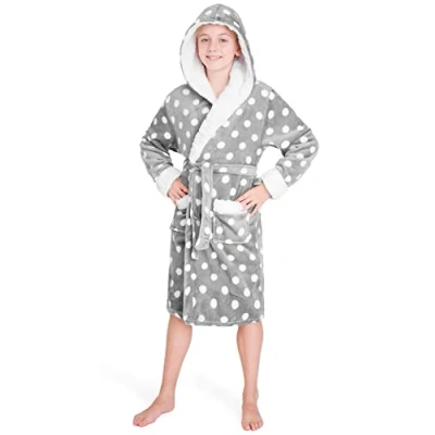Image of CityComfort Girls Dressing Gown, Hooded Fluffy Gown for Kids(Grey, 11 12 Years)
