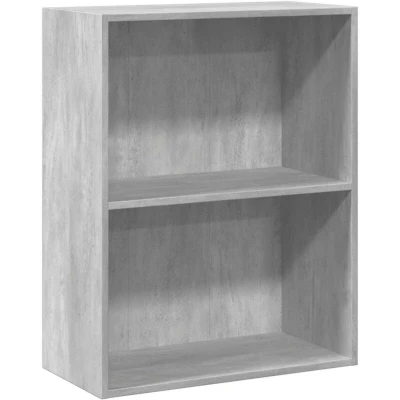 Image of vidaXL 2 Tier Book Cabinet Concrete Grey 60x30x76.5 cm Engineered Wood