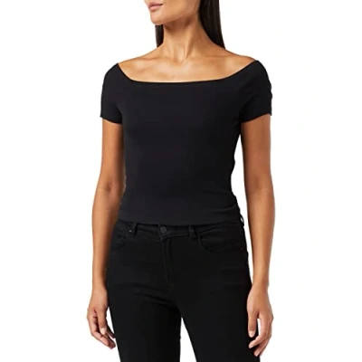 Image of Urban Classics OFF Shoulder Basic Tshirt, Women&#039;s, Size: Large, Black