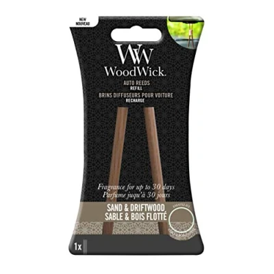 Image of WoodWick Auto Reeds Refills Car Air Freshener Sand and Driftwood Up to 30 Days of Fragrance 2 Count