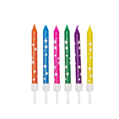 Image of Stars Candles Multi Coloured with Holders