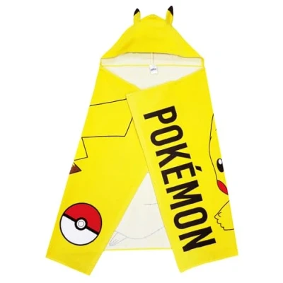 Image of Pokemon Kids Swimming Hooded Towel Boys Girls Wrap Bath Hoodie Cover Up (Pokemon, One Size)