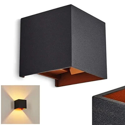 Image of hofstein Wall lamp Badajoz, Modern Made of Metal in Black/Copper Colour, Angular with Light Effect by Adjustable lampshade, 1 Flame, x G9, Without Bulb