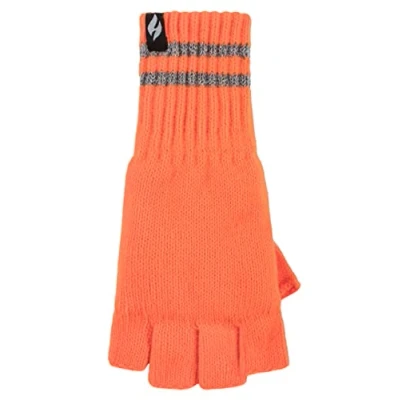 Image of Mens 1 Pair SOCKSHOP Heat Holders 3.2 TOG Workforce Fingerless Gloves Bright Orange One Size