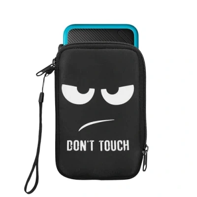Image of kwmobile Carrying Case Compatible with Nintendo 3DS XL Console Pouch Zipper and Design Don&#039;t Touch White/Black