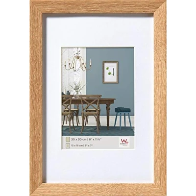 Image of walther Design Picture Frame Light Oak 18 x 24 cm with PassepArtout, Fiorito Wooden EF824E