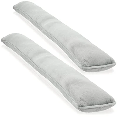 Image of com four® 2x draft stopper for doors and windows microfibre wind save energy with 1kg door (02 pieces gray)