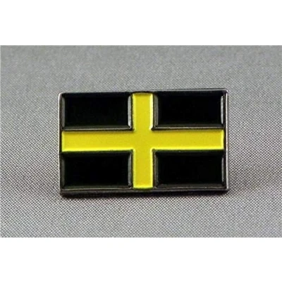 Image of Metal Enamel Pin Badge St David Welsh Wales Flag Yellow on Black