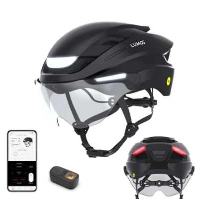 Image of Lumos Ultra E Bike Smart Helmet NTA 8667 Certified Front &amp; Rear LED Lights Retractable Face Shield App Controlled EBike, Scooter, Cycling, Bicycle Adults, Men Women