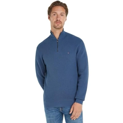 Image of Tommy Hilfiger Men&#039;s Zip Sweatshirt Without Hood, Blue (Aegean Sea), XS