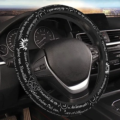 Image of Car Steering Wheel Cover For All Models Supernatural Elastic Protector Anti Slip Decoration Woman Man One Size