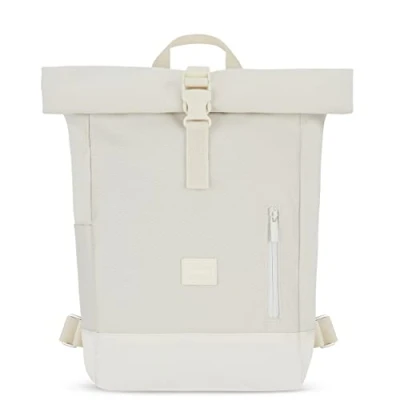 Image of Johnny Urban Backpack Womens &amp; Mens White Robin Small Roll Top Rucksack with 12&quot; Laptop Compartment Back Casual Daypack Bag for Uni Office Work Water repellant