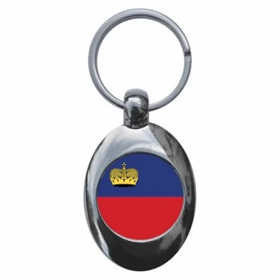 Image of Ozorath Liechtenstein National Flag Keyring Keychain Key Ring Chain With Trolley Coin
