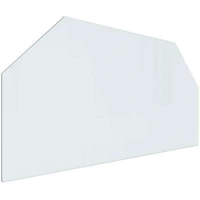 Image of vidaXL Hexagon Fireplace Glass Plate 100x50 cm Tempered Glass, High Temperature Resistant, Easy to Install, Transparent, Floor Protection Cover