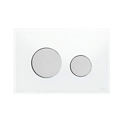 Image of Tece Loop Toilet Actuator Plate with Dual Flush Technology, Glass White/Matt Chrome, Pack of 1 9.240.659