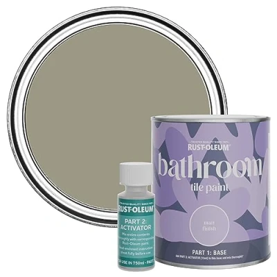 Image of Rust Oleum Green Water Resistant Bathroom Tile Paint in Matt Finish Grounded 750ml