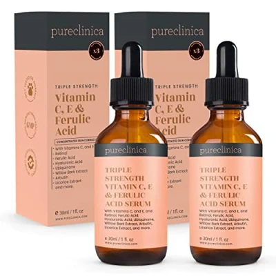Image of Triple Strength Vitamin C, E &amp; Ferulic Acid Serum (w/Retinol double weight Hyaluronic Acid) 30ml / 1 fl oz (2 bottles)