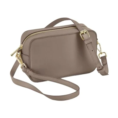 Image of BagBase BG758 Boutique Cross Body Bag Chic Leather Look PU Classic Handbag &amp; Shoulder for Women Travel Daily Essentials Taupe