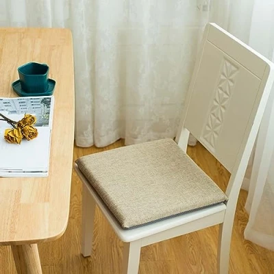 Image of Chair Pads for Dining Chairs, Soft Memory Foam Cushion, 38x35cm Non Slip Seat Cushions with Ties Garden Farmhouse Home Kitchen Office Chairs/Stools