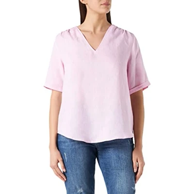 Image of Seidensticker Women&#039;s Short Sleeve Linen Shirt Blouse, Pink, 40