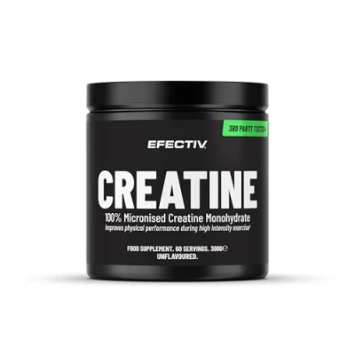 Image of Efectiv Creatine Monohydrate Powder 100% Pure Unflavoured Micronised for Solubility &amp; Absorption 60 Servings (Unflavoured Creatine, 300 Grams)