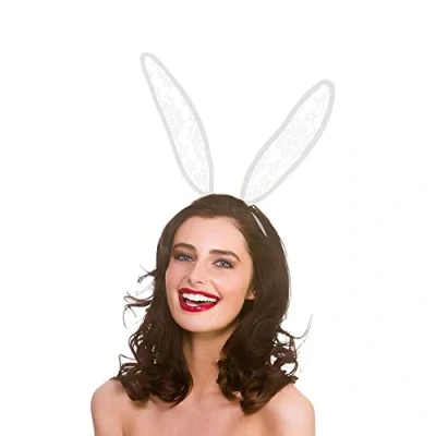 Image of Wicked Costumes Adult White Lace Bunny Ears Fancy Dress Accessory
