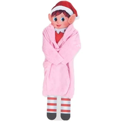 Image of Quickdraw Naughty Christmas Elf Costumes and Clothes for Cheeky Badly Behaved Elves (Dressing Gown Pink)