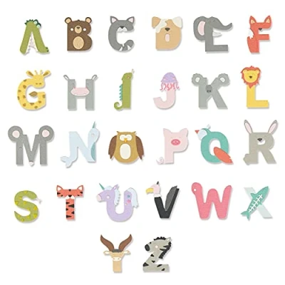 Image of Sizzix Thinlits Die Set 26PK Animal Alphabet by Lisa Jones, 665486, Multicolour, One Size