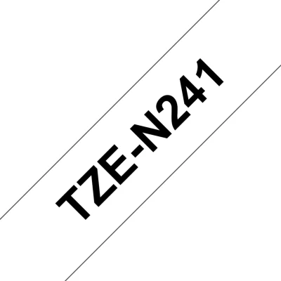 Image of Brother TZEN241 Black on White 8M x 18mm Non Laminated Tape