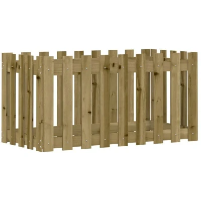 Image of vidaXL Garden Raised Bed with Fence Design 100x50x50 cm Impregnated Wood Pine