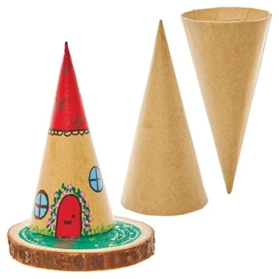 Image of Baker Ross FN216 DYO Cardboard Cones Pack of 6, Tall Card Cone Cups to Decorate